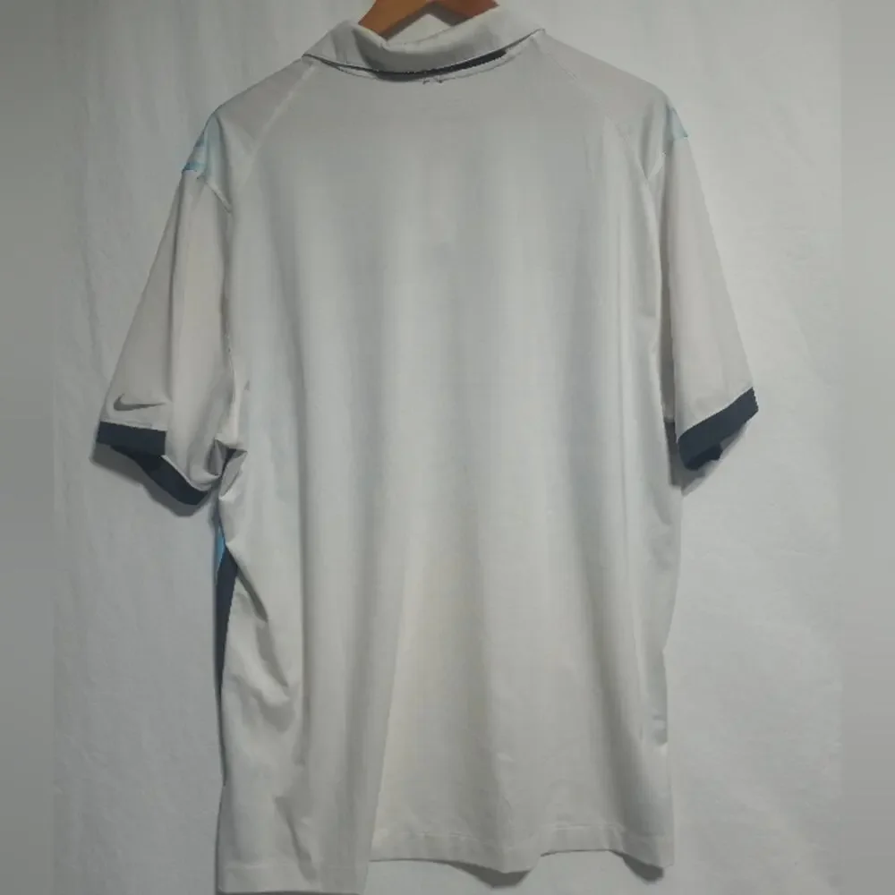 Nike Gold Tour Performance DriFit Blue And White Polo Size XL